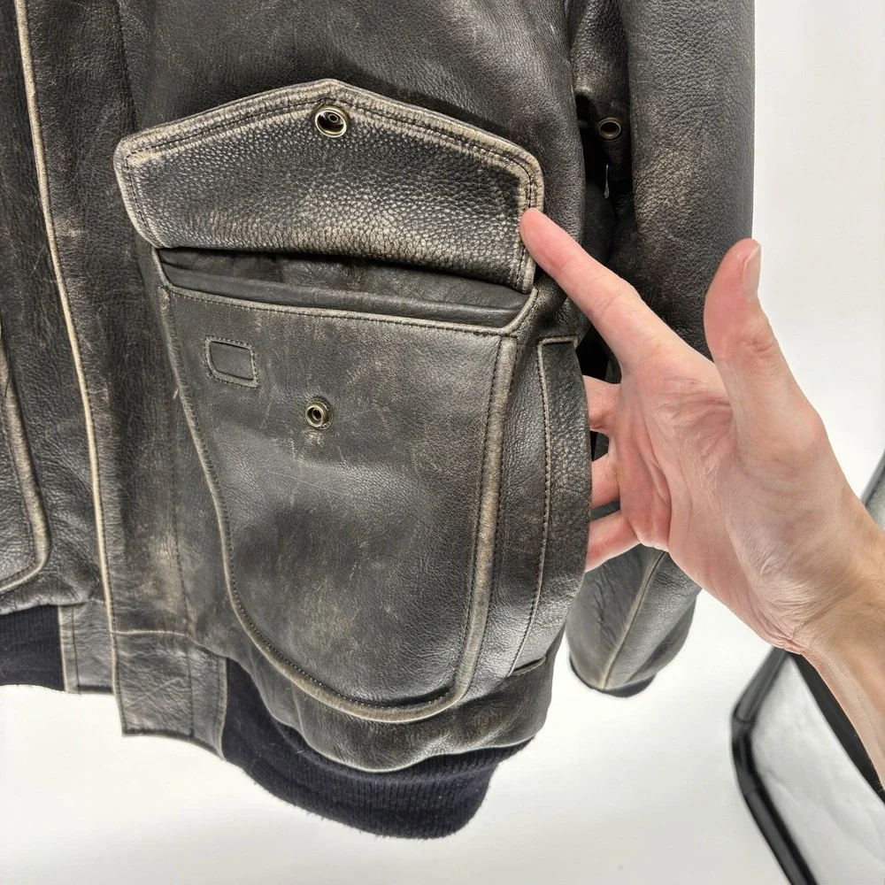 Vintage American Classics Leather Aviator A-2 Bomber Jacket Retro Flight XL